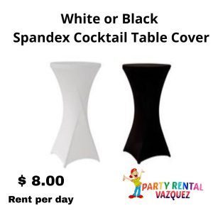 White or Black Spandex Cocktail Table Cover 32"