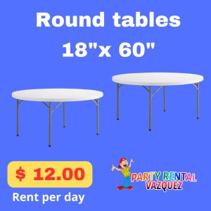 Round tables are a must-have for any type of event, whether it's a wedding, quinceañera, birthday, or corporate gathering. Their circular design encourages social interaction, making them ideal for creating a warm and welcoming atmosphere for your guests.