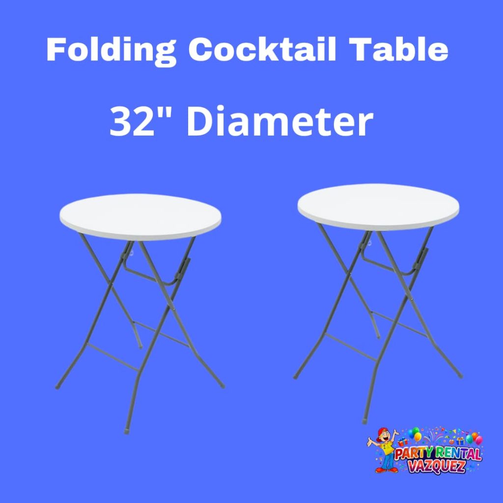 32-inch folding cocktail tables for rent in Columbus, Indiana, ideal for weddings, birthday parties, corporate events, and social gatherings, compact, durable, and easy to use