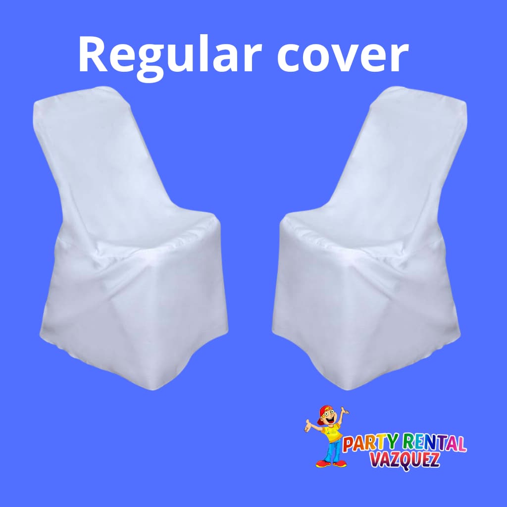White regular chair cover for rent in Columbus, Indiana, ideal for weddings, birthday parties, graduations, and corporate events, elegant, durable, and easy to install