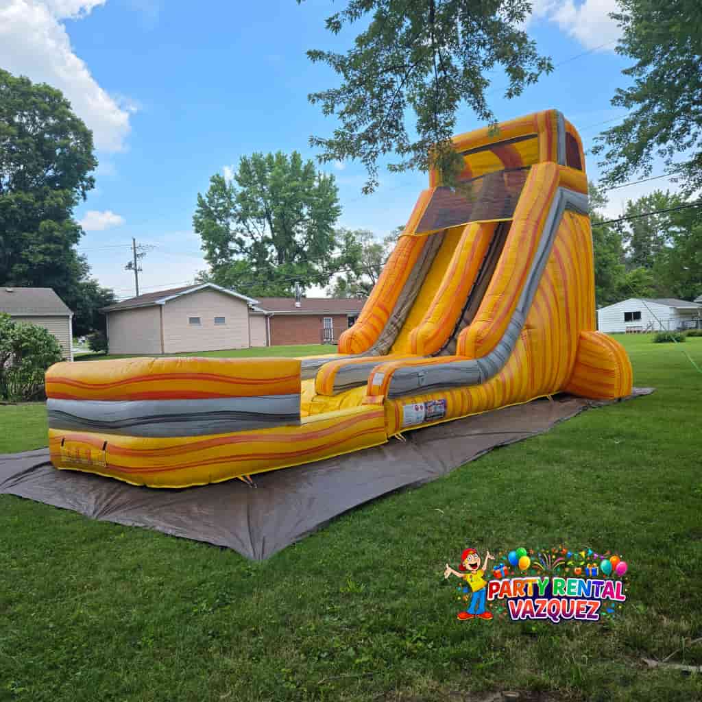 “Inflatable water slide rental for kids backyard party in Columbus Indiana – clean, safe, and fun party equipment from Party Rental Vazquez”