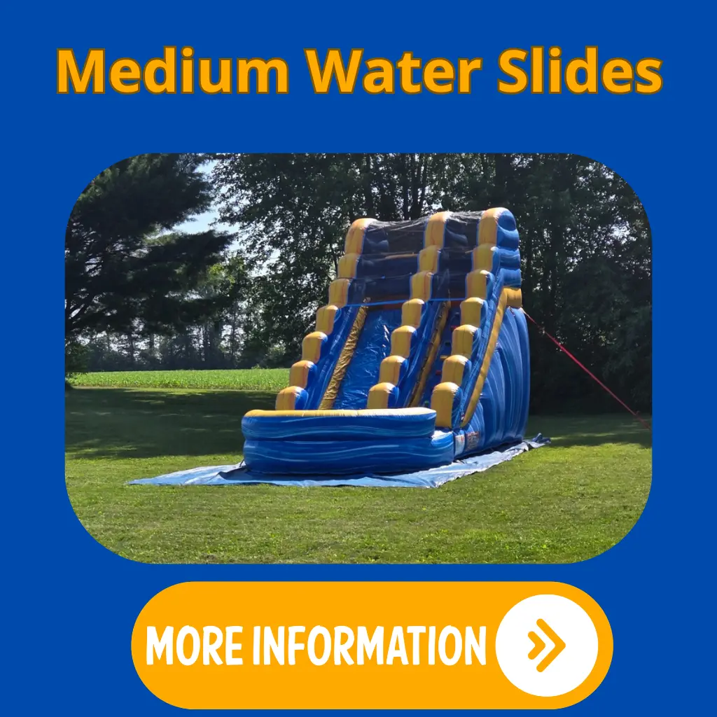 Medium-sized inflatable water slide with a splash pool for summer parties and events.