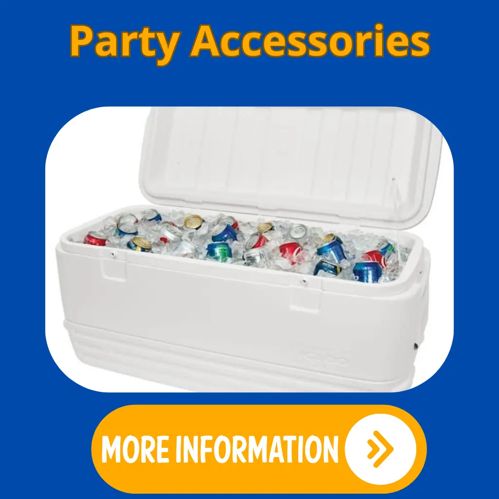 Party accessories available to rent for celebrations and special events.