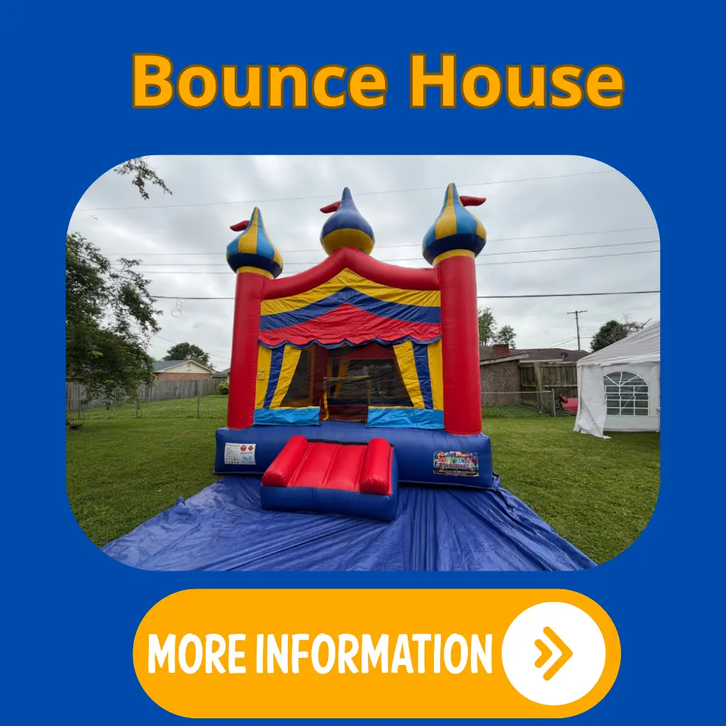 Colorful inflatable bounce houses for children’s birthday parties and events.