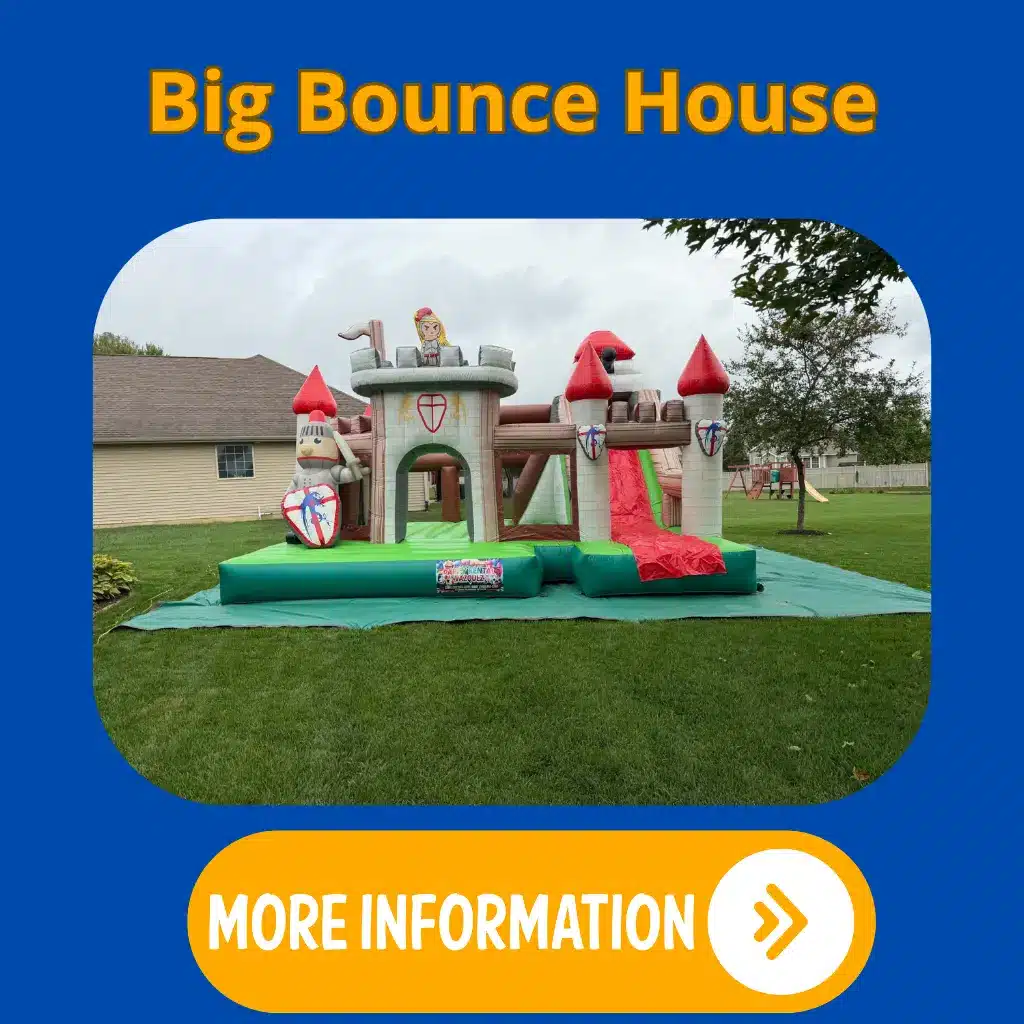 Large inflatable bounce house for children’s parties and special events.